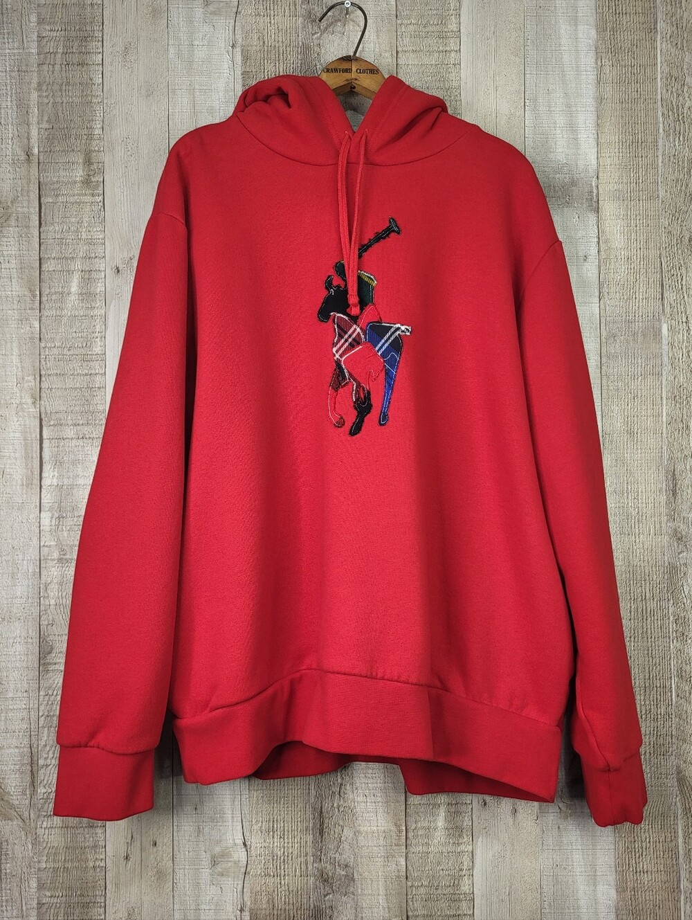 Polo Ralph Lauren Big Pony Red Tartan Patchwork Hoodie. XXL